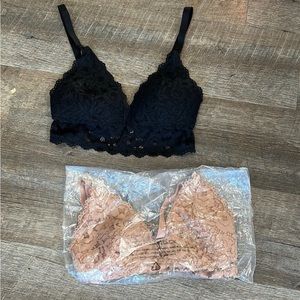 Lace Bralette Duo - Black & Nude